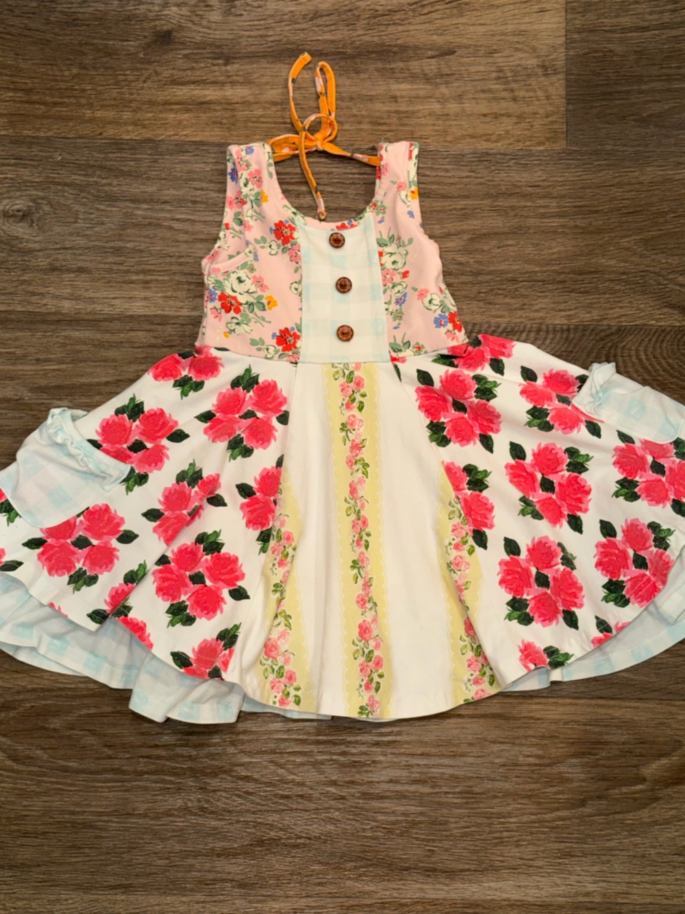 SweetHoney Pink and White Floral Patchwork Dress